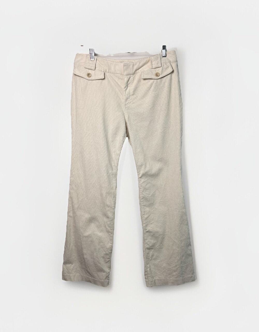 Y2K Banana Republic Corduroy Wide Leg Cream Sz 14 Academia Flare Pants Trousers